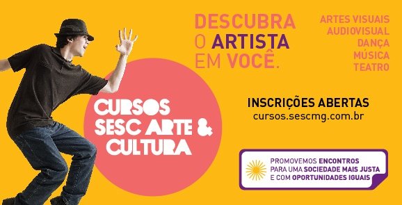 Sesc Minas tem 498 vagas gratuitas para os Cursos de Arte e Cultura