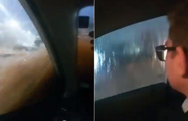 Preso em carro, homem narra enxurrada em Uberlândia e vídeo viraliza