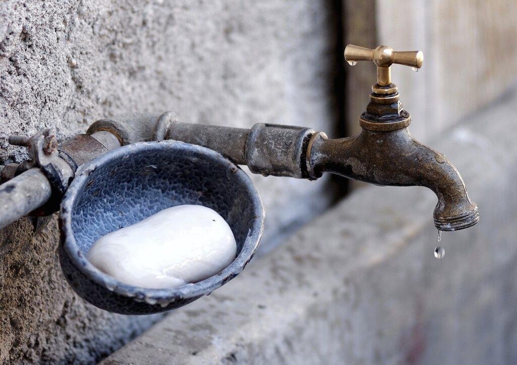 water tap, soap, hand washing